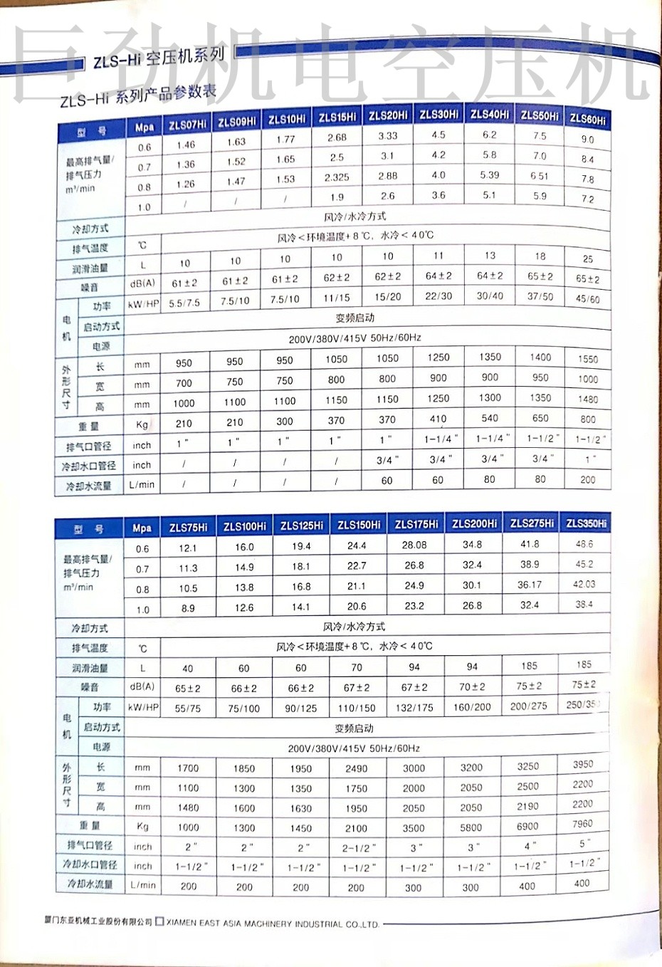 捷豹螺杆机参数